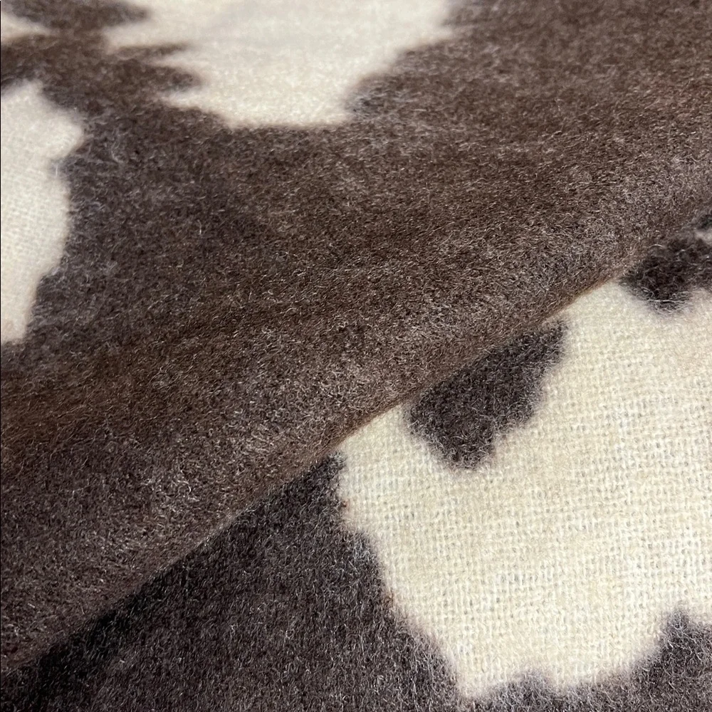 Anthropologie Cow Print brushed fringe Maeve Brown and Cream Patterned Scarf New
